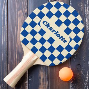 Raquette De Ping Pong Damas Navy & Crème avec Nom