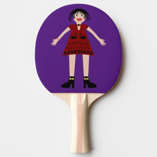 Raquette De Ping Pong Dame vampire gothique d'Halloween (Devant)