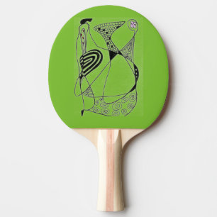 Raquette De Ping Pong "Dancing Hen - vert" Ping Paddle Abstrait