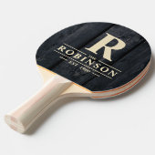 Raquette De Ping Pong Dark Burnt Wood Family Name & Initial (Devant Angle)