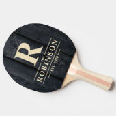 Raquette De Ping Pong Dark Burnt Wood Family Name & Initial (Côté)