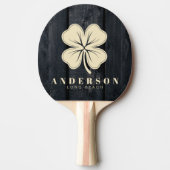 Raquette De Ping Pong Dark Burnt Wood Four Leaf Clover with Name (Devant)