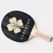 Raquette De Ping Pong Dark Burnt Wood Four Leaf Clover with Name (Côté)