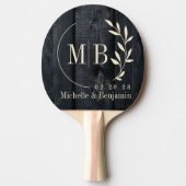Raquette De Ping Pong Dark Burnt Wood Leaf Wedding Monogram (Devant)