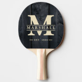 Raquette De Ping Pong Dark Burnt Wood Monogram & Name Overlay (Dos)