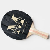 Raquette De Ping Pong Dark Burnt Wood Monogram & Name Overlay (Côté)