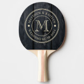 Raquette De Ping Pong Dark Burnt Wood Wedding Monogram (Devant)
