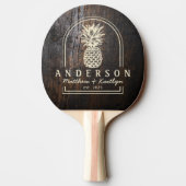 Raquette De Ping Pong Dark Chopping Block Pineapple Wedding Arch & Name (Dos)