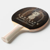 Raquette De Ping Pong Dark Chopping Block Pineapple Wedding Arch & Name (Devant Angle)
