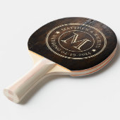 Raquette De Ping Pong Dark Chopping Block Wedding Monogram Star (Devant Angle)