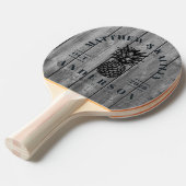 Raquette De Ping Pong Dark Clean Gray Tropical Pineapple Wedding Crest (Devant Angle)