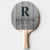 Raquette De Ping Pong Dark Clean Gray Wood Family Name & Initial (Dos)