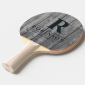 Raquette De Ping Pong Dark Clean Gray Wood Family Name & Initial (Devant Angle)