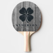 Raquette De Ping Pong Dark Clean Gray Wood Four Leaf Clover with Name (Devant)
