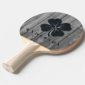 Raquette De Ping Pong Dark Clean Gray Wood Four Leaf Clover with Name (Devant Angle)