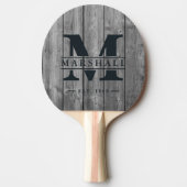 Raquette De Ping Pong Dark Clean Gray Wood Monogram & Name Overlay (Devant)