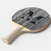 Raquette De Ping Pong Dark Clean Gray Wood Monogram & Name Overlay (Devant Angle)
