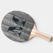 Raquette De Ping Pong Dark Clean Gray Wood Monogram & Name Overlay (Côté)