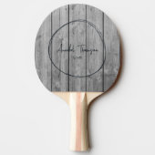 Raquette De Ping Pong Dark Clean Gray Wood Name in Drawn Circle  (Dos)