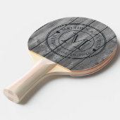 Raquette De Ping Pong Dark Clean Gray Wood Wedding Monogram Heart (Devant Angle)