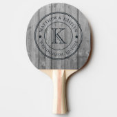 Raquette De Ping Pong Dark Clean Gray Wood Wedding Monogram Star (Dos)