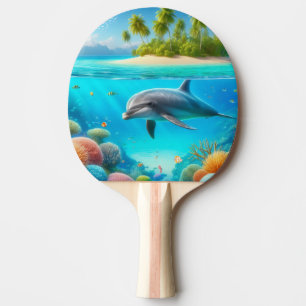 Raquette De Ping Pong Dauphin sous-marin coloré tropical/hawaïen