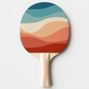 Raquette De Ping Pong Décor des vagues de style rétro coloré