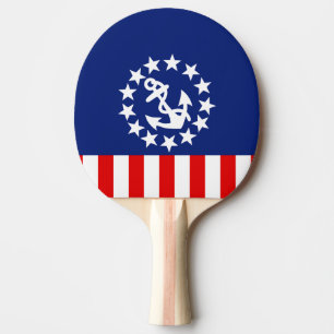 Raquette De Ping Pong Décor du drapeau nautique américain du yacht