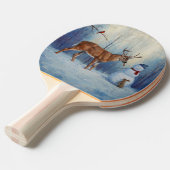 Raquette De Ping Pong Deer et Happy Snowman hiver de vacances scène (Devant Angle)