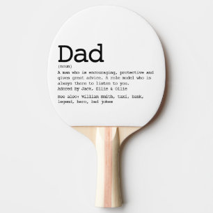 Raquette De Ping Pong Définition personnalisée de papa en noir et blanc