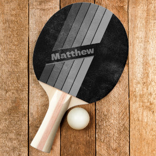 Raquette De Ping Pong Dégradé sombre arc-en-ciel en détresse gris avec n