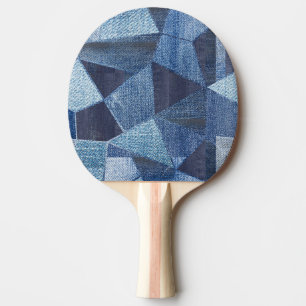 Raquette De Ping Pong Denim Urban : Patchwork à rayures détendues.