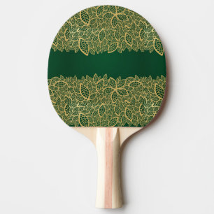 Raquette De Ping Pong Dentelle d'or de feuille sur l'arrière - plan ver