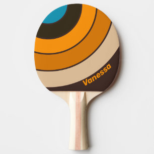 Raquette De Ping Pong Dérive d'espresso en cercle rayé avec nom