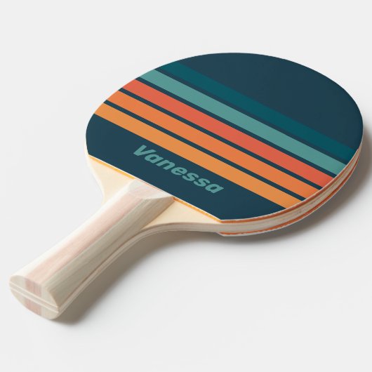 Raquette De Ping Pong Desert Cactus Sunrise Across Striping with Name (Devant Angle)