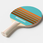 Raquette De Ping Pong Désert sarcelle sur rayures avec nom (Devant Angle)