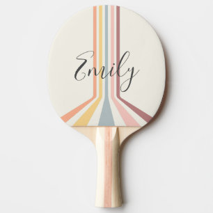 Raquette De Ping Pong Design à rayures de style rétro Pastel