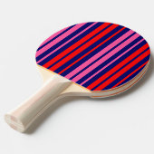 Raquette De Ping Pong Design à rayures verticales bleu marine rouge rose (Devant Angle)