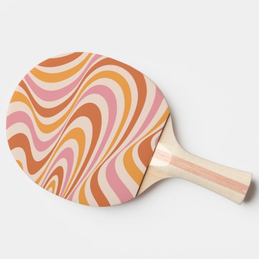Raquette De Ping Pong Design abstrait rose et orange (Côté)