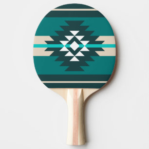Raquette De Ping Pong Design aztèque en couleur turquoise