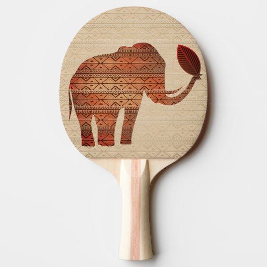 Raquette De Ping Pong Design d'art tribal des éléphants (Dos)