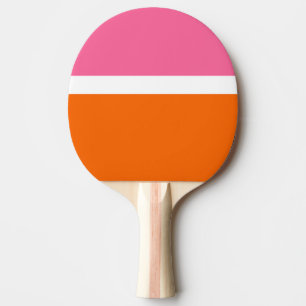 Raquette De Ping Pong Design de bloc de couleur rose blanc orange clair