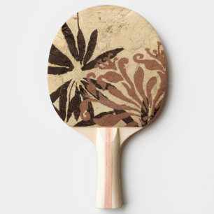 Raquette De Ping Pong Design de crayon floral avec Feuilles tawny