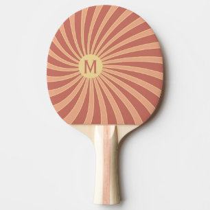 Raquette De Ping Pong Design de solarium de style rétro rose et orange