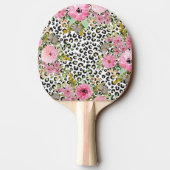 Raquette De Ping Pong Design Empreinte de léopard et floral élégant (Dos)