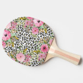 Raquette De Ping Pong Design Empreinte de léopard et floral élégant (Côté)
