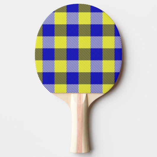 Raquette De Ping Pong Design En vichy jaune bleu (Devant)