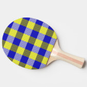 Raquette De Ping Pong Design En vichy jaune bleu (Côté)