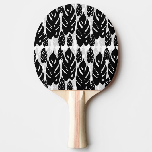 Raquette De Ping Pong Design Feuille noir et blanc (Devant)
