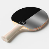 Raquette De Ping Pong Design géométrique à écran partagé noir et argent (Devant Angle)